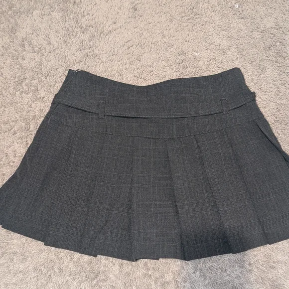 ZARA Pleated Dark Grey Pleated Skort Built In Belt Schoolgirl - Picture 2 of 4
